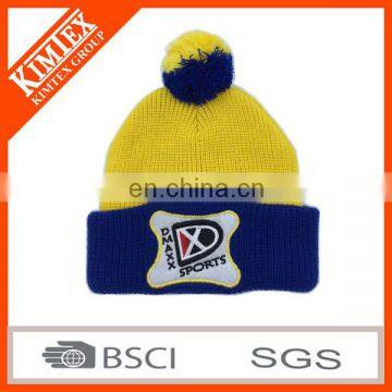 2017 Custom Colorful Pom Pom Knit Hat With Ball Top photo-3