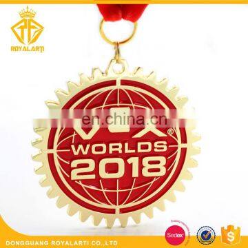 Shiny Gold Gear Medal in Soft Enamel for Worlds 2018