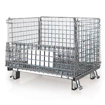 Wire mesh folding steel warehouse storage cage