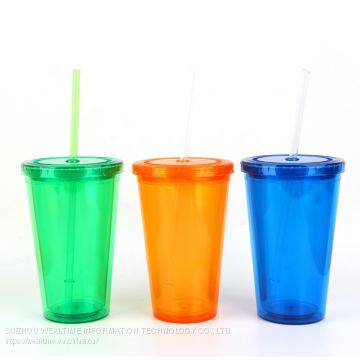 Wholesale Custom Printed Color Logo Clear Plastic Straw Cup With Lid photo-5