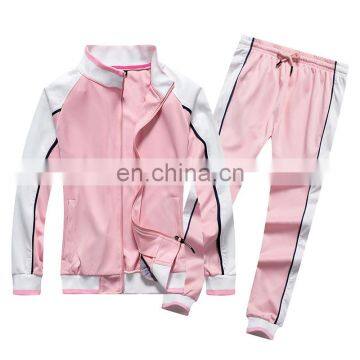 Women Plain Loose Zipper Sweatshirt Two Pieces Sets Drawstring Jogger Causal Color Matching Hoodie Set