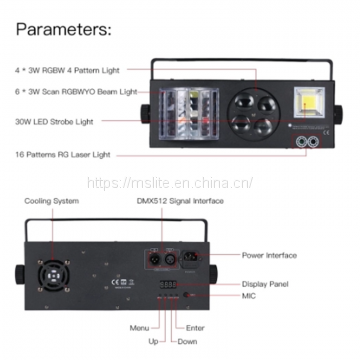 DJ Party Disco Lights With Remote, 4 in 1 Multi-Effects Pattern Projector Lamp Compatible photo-2