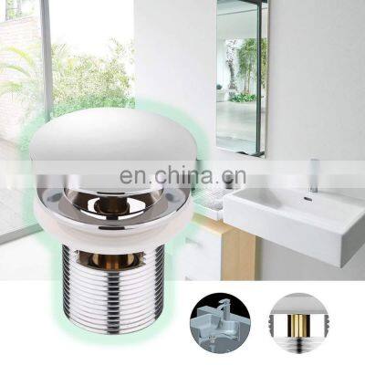 Chrome Round Bathroom Basin Sink Push Button Plug Slotted Pop Up Waste photo-5