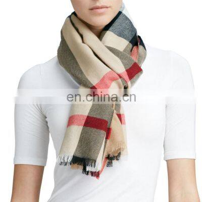 European style men and women Winter tassel grid cashmere scarf