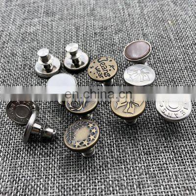 Custom Letter Logo Metal Without Nail Adjustable Detachable Big Studless Shank Jeans Button With Logo photo-3