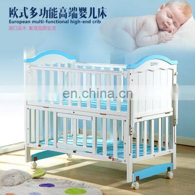 New Type Full Size Luxury Baby Crib Solid Wood Pine Twin Cot Bed for Newborn Baby photo-2