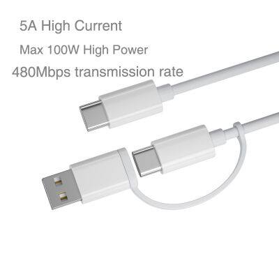 2 in 1 Type C to Type C and USB-A Cable 100W Fast Charging 5A USB-C Data Cable for Macbook Pro photo-3