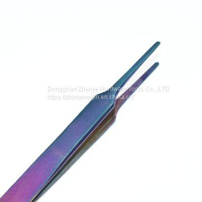 Colorful Flat Mouth Tweezers Anti-static Stainless Steel High-precision Clip Stamp Plucking Hair Phone Maintenance Thickened Flat Head Tweezers 13 Tweezers photo-3