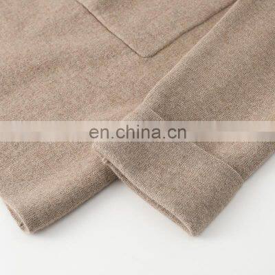 100% Knitted Mid-Length Cashmere Sweater Cardigan Inner Mongolia Plus Size Coats Front Logo Solid Pattern Winter Season Pocket photo-5