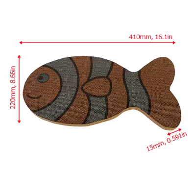 Meow Love Custom Shape Fish Design Cardboard Anti-Scratch Stress Relieve Durable BB Flute Corrugated Paper Clownfish Cat Scratcher photo-2