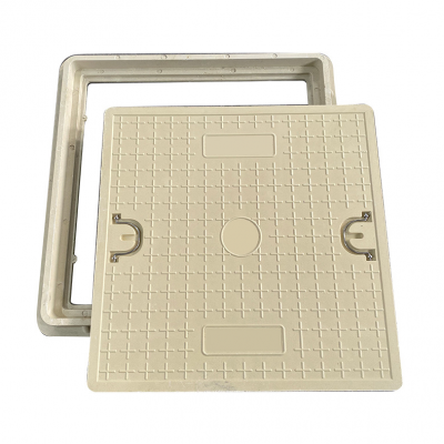 Lightweight FRP Manhole Cover with Pull Rings - Corrosion Resistant