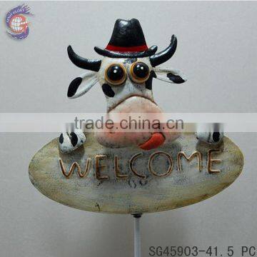 garden decoration animal stick with welcome sign