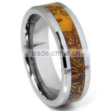 Tungsten Carbide Brown Riverstone Inlay Wedding Band Ring, Fashion Tungsten Carbide Ring