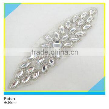 Hotfix Clear Rhinestone Trim Patch Iron on Shiny Glass Stone Applique 6x20cm