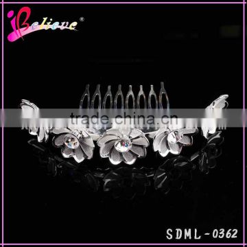 Silver iron comb to smooth hair clear diamond hair comb,bridal hair comb for women