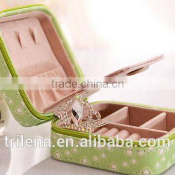 High Quality Large Capacity Customize Green PVC Jewellery Box