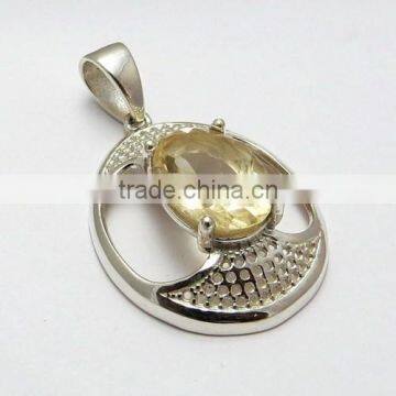 Delicate !! Yellow Citrine 925 Sterling Silver Pendant | Designer & Quality Silver Jewellery | World Wide Free Shipping