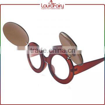 Laura Fairy China Cheap Fancy Flip Up Round Transarent Frame Plastic Sunglasses