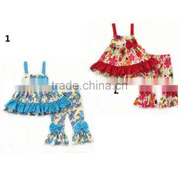 Cute girls sets pretty floral design baby oufit fashion kids boutique outfit