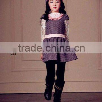 New style plaid & popular short sleeve children dress 2012