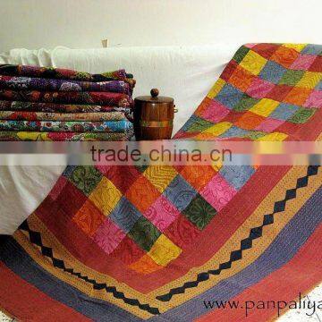 Tribal Applique work kantha quilts,handmade designer handmade kantha quilts and throws