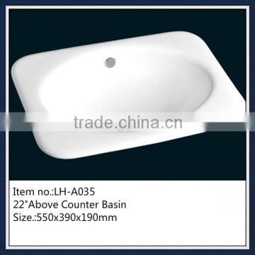 White vanity counter top ceramic basin size