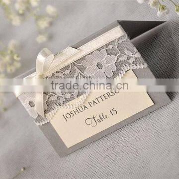 Grey Lace Vintage Tented Place Cards for wedding invitation cards