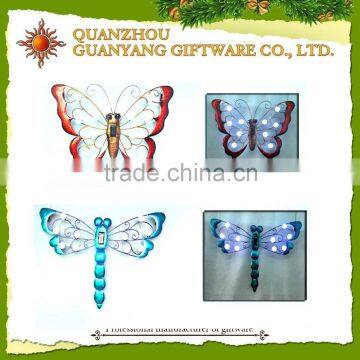 Metal 3d butterfly wall decoration with solar light