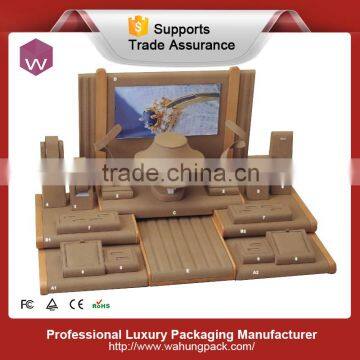 Brown PU and painting big screen background jewel display