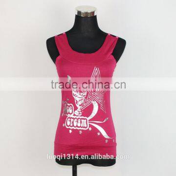 High Quality Polyester/cotton Woman Adjustable Pink Ladies Tank Top photo-2