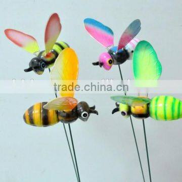 8 Inch Honeybee Plastic Animal Decorative Garden Stakes, Bee Garden Sticks