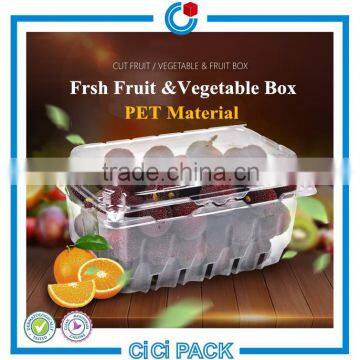 Wholesale supermarket packaging box plastic food packaging PET clamshell disposable packing box for fruit