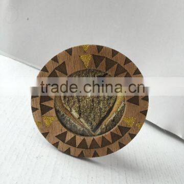 Home decoration small unfinished vintage circle wooden photo frame