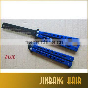 2016 Following Hot Salon Stainless Hair Comb Yellow Color Balisong Butterfly Knife Trainer Comb photo-4