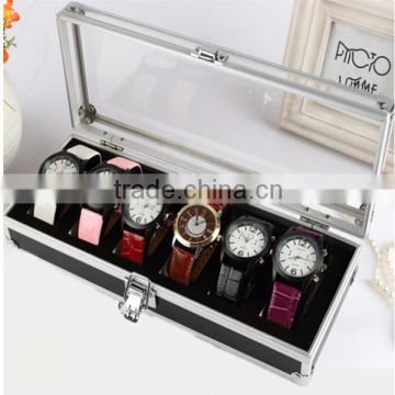 High Grade 6 Watches Aluminum Watch Box Travel Case With Latch Lock ZYD-HZMwb004