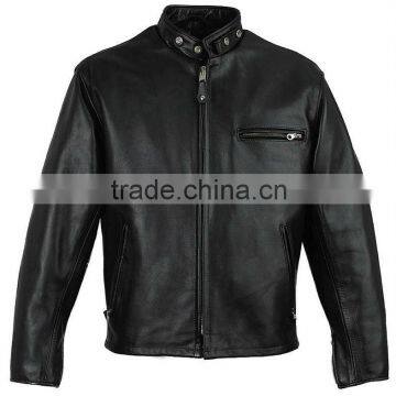 Mens Straight Semi Motorcycle Leather Jacket