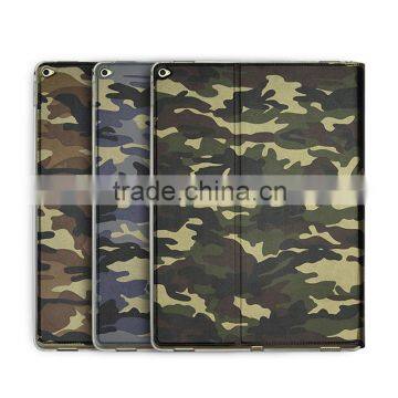 Camouflage stander Leather case Manufacturers wallet Smart cover for Ipad pro with Sleeping function