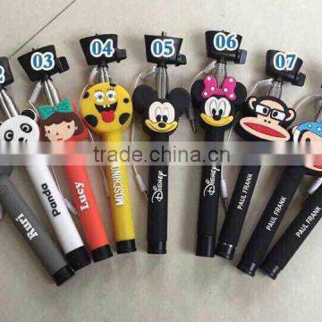 2015 Lastest Factory Wholesale Cute Cartoon Monopod Selfie Stick