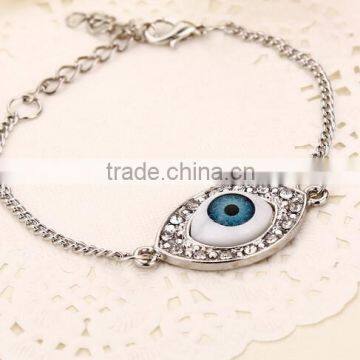 Hotsale Newest Style Silver Crystal evil eye bracelet