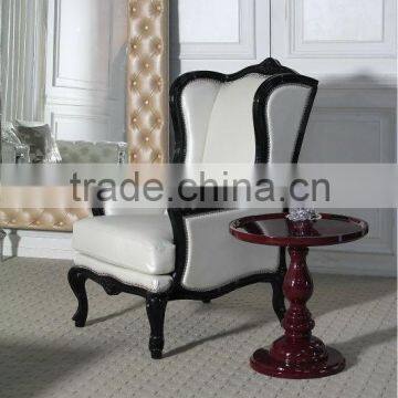 New-Classical wood frame & leather single sofa (LS-120)