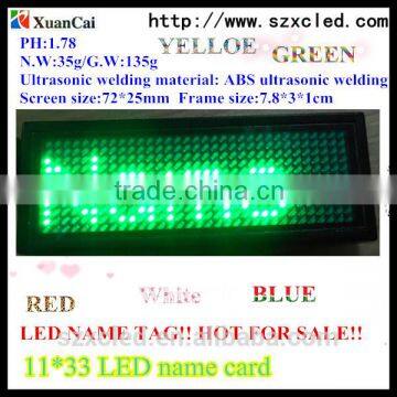 Mini size1133 USB Rechargeable  website hot sales green innovative name board LED lighting LED name card for moblie shop