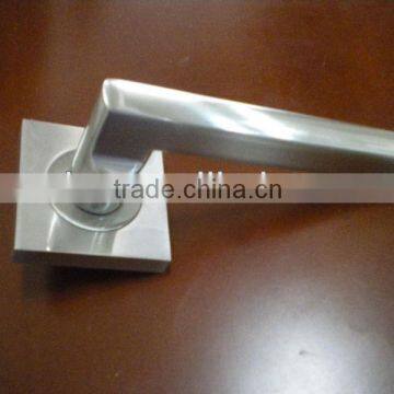 Zinc alloy door handle on square roses, zinc mortise door handle, zinc door handle on roses