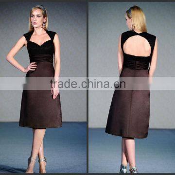 2015 Knee Length Halter Cap Sleeve Chocolate Bridesmaid Dresses HA-141