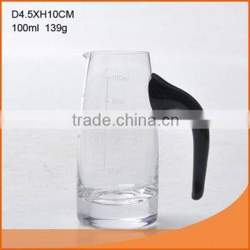 Glass Wine Decanter With Colored Glass Handle and Scale
