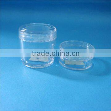 10ml plastic cosmetic packaging cream jar, PS transparent jar with screw cap