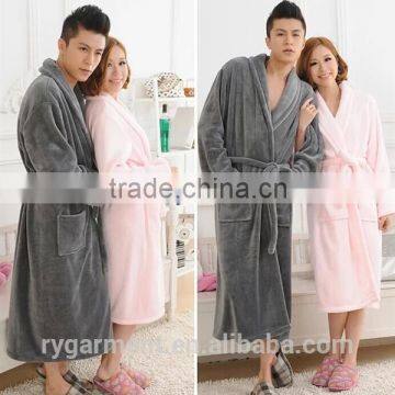 wholesale pajamas flannel brushed couples long bathrobe