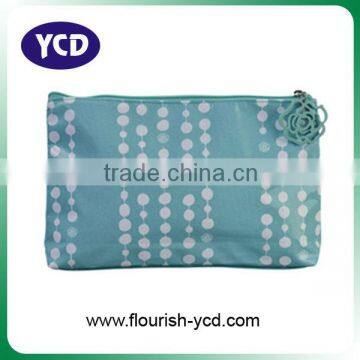 blue pvc cosmetic bag with flower puller