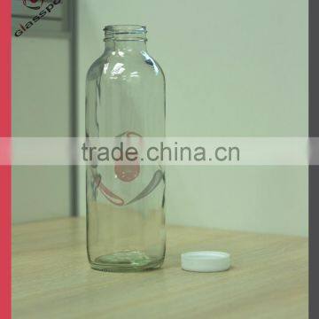 water bottle with plastic cap, glass bottle for water/tea/apple juice/orange juice