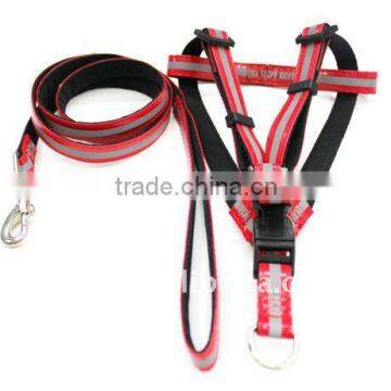 Double material for reflective light dog leash and harness