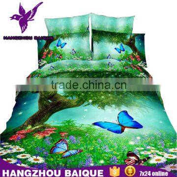 Beautiful Tree Flowers Colorful Butterfly Queen Size 3D Bedding Set